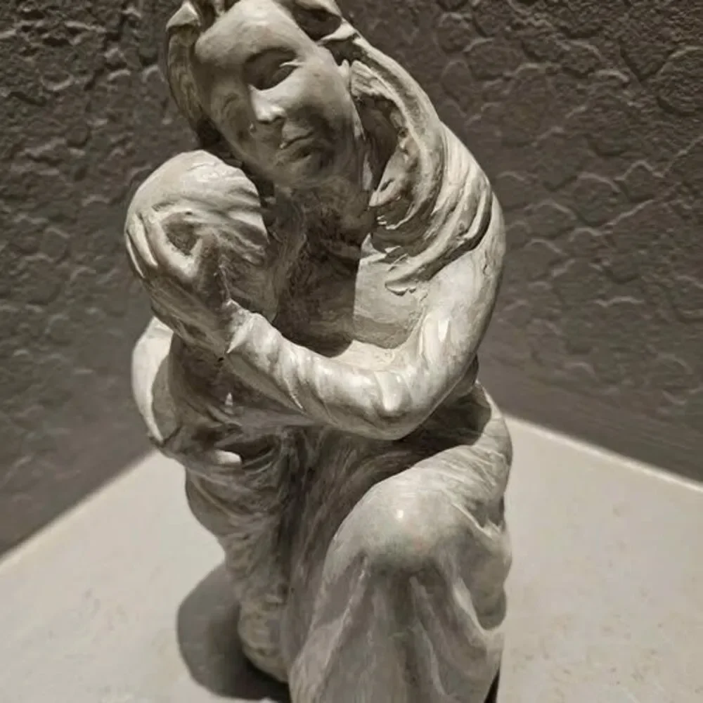 Isabel Bloom 'Comfort' Signed Mother and Child Kneeling Sculpture